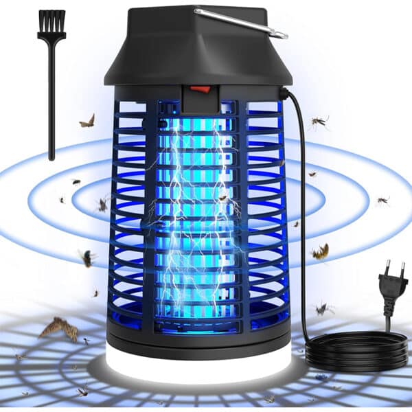 Insektenvernichter Elektrisch, Mückenlampe 15W 4200V Mückenfalle Mückenschutz Mit LED-Licht, Fliegenfalle Elektrisch Mückenabwehr, für Mücken,Motten,Fliege,Spinnen, Wasserdicht IPX4
