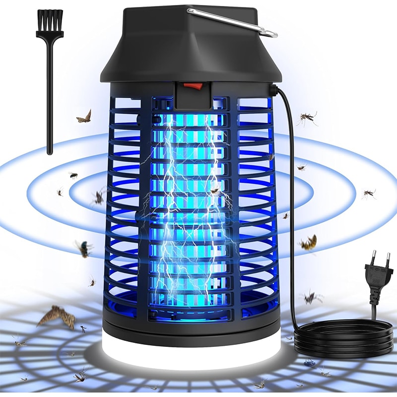 Insektenvernichter Elektrisch, Mückenlampe 15W 4200V Mückenfalle Mückenschutz Mit LED-Licht, Fliegenfalle Elektrisch Mückenabwehr, für Mücken,Motten,Fliege,Spinnen, Wasserdicht IPX4