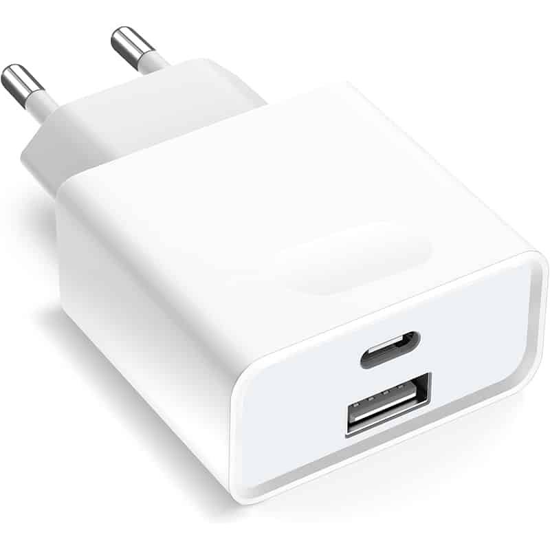 Ladegerät USB-C Ladegerät 20W, 2-Port Adapter für iPhone, iPad, Samsung, Schnellladegerät