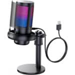 Gaming Mikrofon PC RGB, COCONISE, für Streaming Podcast Studio, USB Microphone für PS4 PS5 Mac, Ein-Klick-Stummschaltung, Mit 3,5-mm-Kopfhöreranschluss,Drehregler zum Einstellen der Lautstärke
