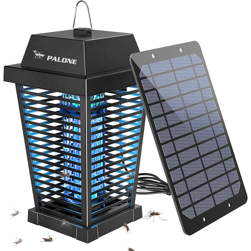 PALONE Solar Insektenvernichter 4500V, Wiederaufladbar 2600mAh, USB-C, UV-Mückenlampe für Camping & Garten