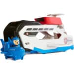 PAW PATROL, Aqua Pups – Whale Patroller, Teamfahrzeug mit Basis Fahrzeug von Chase und Welpenfigur, Abschussvorrichtung für Basis Fahrzeug, Spielzeug geeignet