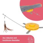 Kerbl Catch the TailFeather 2-in-1 Katzenspielzeug: Rotierender Stab & Federwedel, 3 Modi, Automatische Abschaltung