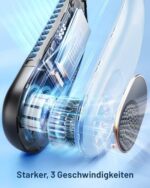 SWEETFULL Tragbarer Nackenventilator, 4000mAh Akku, 3 Stufen, USB, Leise, Bis zu 9 Stunden