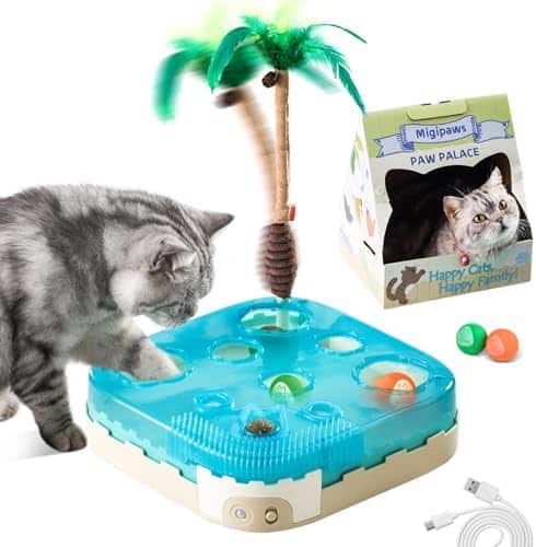Migipaws 7-in-1 Interaktives Katzenspielzeug mit Ball, Federangel & Katzenminze