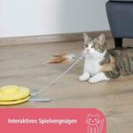 Kerbl Catch the TailFeather 2-in-1 Katzenspielzeug: Rotierender Stab & Federwedel, 3 Modi, Automatische Abschaltung