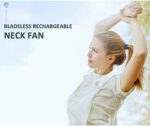 Tragbarer USB Nackenventilator, 360° Luftstrom, Blattlos, Wiederaufladbar, Für Reisen & Sport