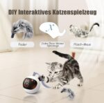 Migipaws Elektrisches Katzenspielzeug 3-in-1 - Beweglicher Ball, Plüschmäuse & Federn, DIY, USB Wiederaufladbar