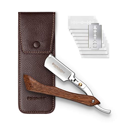 Störtebekker® Rasiermesser Set – Holzgriff, Lederetui, 10 Klingen & Alaunstift