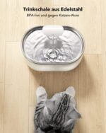 PETLIBRO 2,1L Edelstahl-Katzenbrunnen – Ultraleise, BPA-frei, Zwei Durchflussmodi, Sichtbarer Wasserstand, inkl. 4 Filter