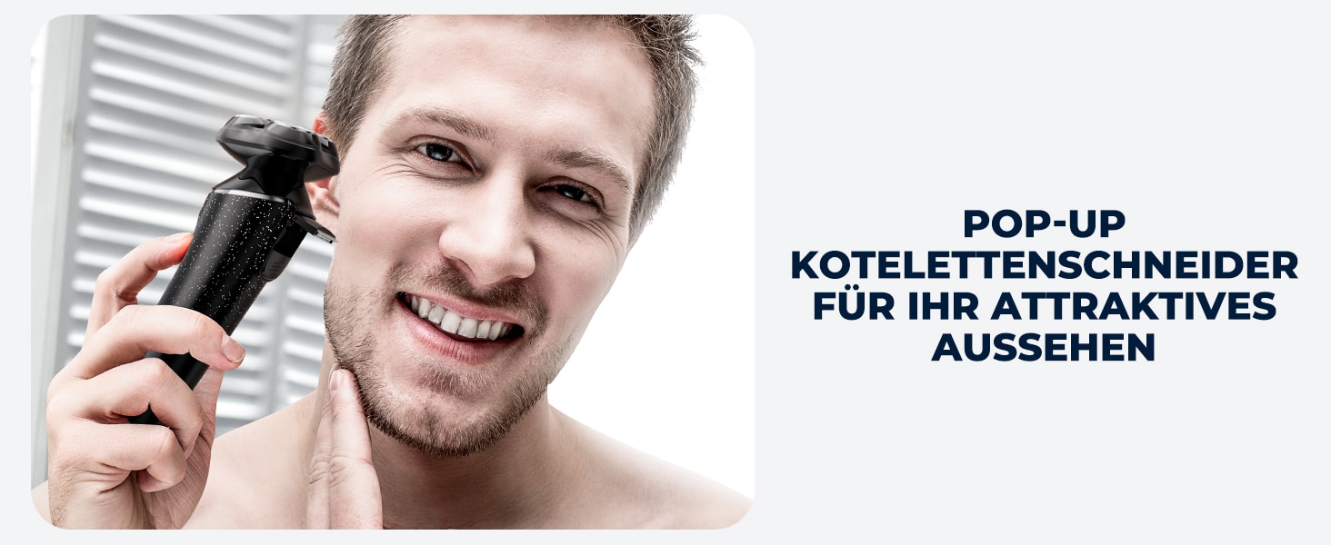 3D Elektrorasierer für Herren – Nass- & Trockenrasur, IPX7, Präzisionstrimmer, USB-C, 90 Min Laufzeit