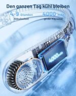 SWEETFULL Tragbarer Nackenventilator, 4000mAh Akku, 3 Stufen, USB, Leise, Bis zu 9 Stunden