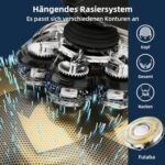 7-in-1 Elektrorasierer für Herren – IPX7 Wasserdicht, 7 Rotierende Köpfe, Bart- & Nasenhaarschneider