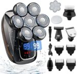 7-in-1 Elektrorasierer für Herren – IPX7 Wasserdicht, 7 Rotierende Köpfe, Bart- & Nasenhaarschneider