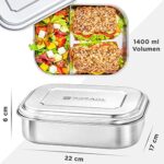 BREADL Edelstahl Brotdose – 1400ml, 2 Fächer, Spülmaschinenfest, Rostfrei
