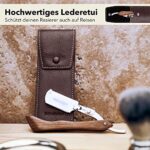Störtebekker® Rasiermesser Set – Holzgriff, Lederetui, 10 Klingen & Alaunstift