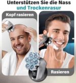 Elektrischer Glatzenrasierer Herren, IPX7 Wasserdicht, 7 Scherköpfe, Nass & Trocken