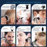 7-in-1 Elektrorasierer für Herren – IPX7 Wasserdicht, 7 Rotierende Köpfe, Bart- & Nasenhaarschneider