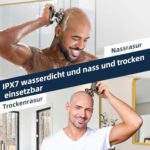 7-in-1 Elektrorasierer für Herren – IPX7 Wasserdicht, 7 Rotierende Köpfe, Bart- & Nasenhaarschneider