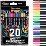 20 Waschmaschinenfeste Textilstifte – Ungiftig und Permanent für T-Shirts, Stofftaschen & mehr