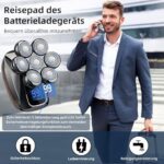 7-in-1 Elektrorasierer für Herren – IPX7 Wasserdicht, 7 Rotierende Köpfe, Bart- & Nasenhaarschneider