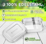 BREADL Edelstahl Brotdose – 1400ml, 2 Fächer, Spülmaschinenfest, Rostfrei