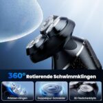 3D Elektrorasierer für Herren – Nass- & Trockenrasur, IPX7, Präzisionstrimmer, USB-C, 90 Min Laufzeit
