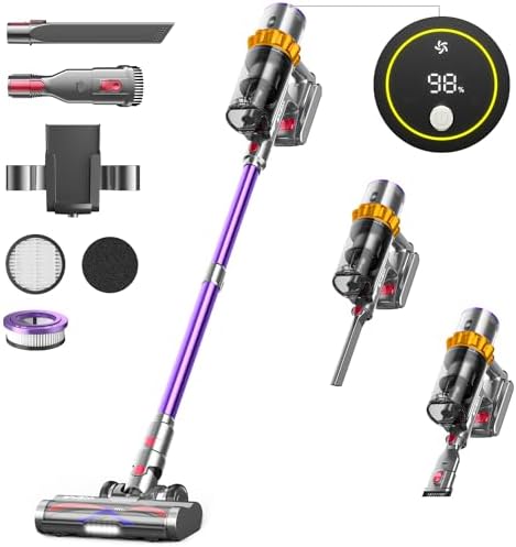 Anyson Kabelloser Staubsauger 45000Pa – 550W, 70 Min Laufzeit, 1.6L, Leise mit LED-Display & Anti-Tangle-Bürste