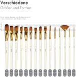 ARTIFY 15-teiliges Pinsel-Set für Acryl, Öl & Aquarell mit Tragetasche & Zubehör