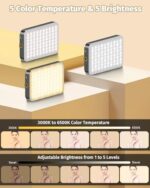Selfie Licht 80 LED, 3000-6500K, 5 Modi, 2000mAh Akku, CRI 95+ für iPhone, iPad, Laptop & Kamera