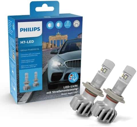 Philips Ultinon Pro6000 H7-LED Scheinwerferlampe – Strassenzulassung, 230% mehr Helligkeit