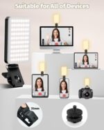 Selfie Licht 80 LED, 3000-6500K, 5 Modi, 2000mAh Akku, CRI 95+ für iPhone, iPad, Laptop & Kamera