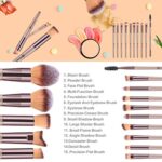 HEYMKGO Make-up Pinsel Set 15-teilig, Profi-Schminkpinsel mit PU-Leder Tasche