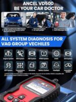 ANCEL VD500 OBD2 Diagnosegerät für VW, Audi, Skoda, Seat – Fehlercodes auslesen, löschen und Reset-Tool (Deutsch)