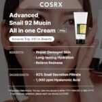 COSRX Advanced Snail 92% All-in-One Cream 200g – Feuchtigkeit & Hyaluron für empfindliche Haut, Anti-Rötungen