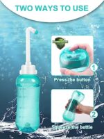 Portable Po- & Intimdusche 500ML – Mit 2 Düsen & Knopf, Ideal als Peri Bottle & Vaginaldusche