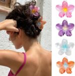 IOSPKKIO® 4er-Set Blumen-Haarklammern, rutschfest & starker Halt, für dickes Haar