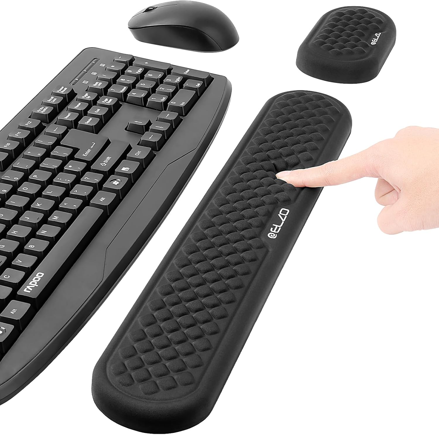 71nq6t0A4VL._AC_SL1500_ ELZO Ergonomisches Handgelenkstützen-Set mit Memory Foam für Tastatur & Maus – Bild 1