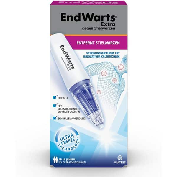 EndWarts EXTRA: Stielwarzen-Vereisung mit 9 Einweg-Spitzen und Pflastern – Für Hals, Brust & Achseln