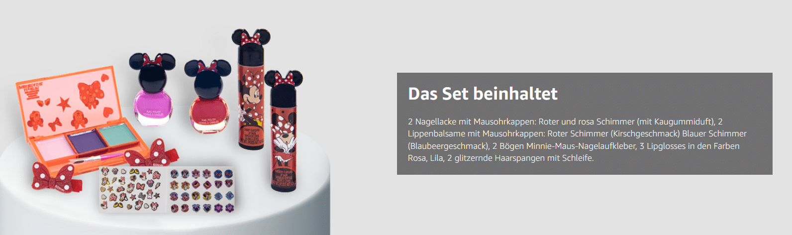 Disney Minnie Mouse - Mädchen Kosmetik Set mit Lipgloss, Nagellack & Haarschmuck ab 3 Jahren