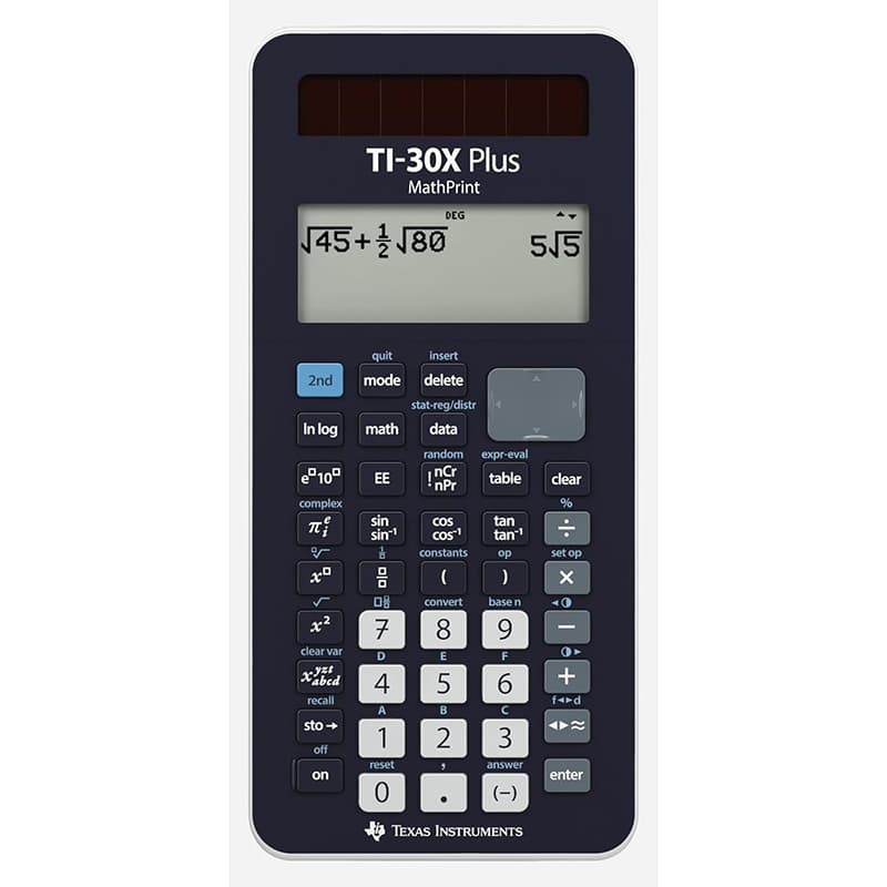 Texas Instruments TI-30X Plus MathPrint – Wissenschaftlicher Schulrechner (SEK I & II, Solar/Batterie, 4-zeilig)