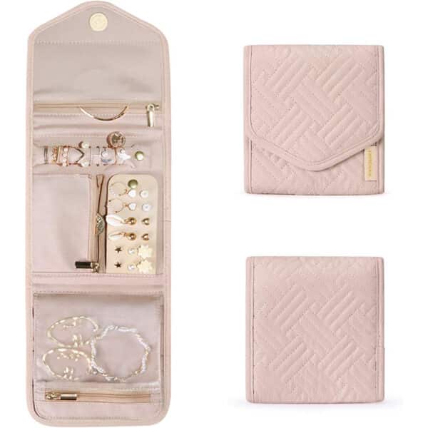 bagsmart Schmuck Organizer Tasche für Reise Schmuckaufbewahrung Reisezubehör für Ringe, Ohrringe, Halsketten, Uhren