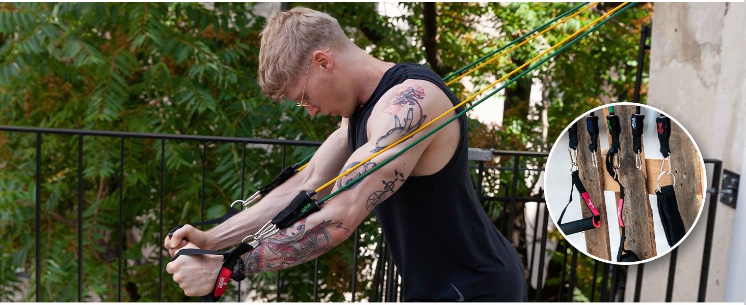 Widerstandsband Set – 5 Resistance Bands mit Griffen, Türanker & eBook