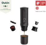Outin Nano tragbare Espressomaschine mit USB-C, Selbsterhitzung, für Kaffee & Kapseln