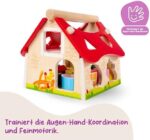Eichhorn Holz Steckhaus – 15-teiliges Motorikspielzeug mit 12 Bausteinen, ab 1 Jahr, 18x17,5x18 cm
