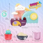 GILOBABY Badewannenspielzeug Set – Wasserspielzeug mit Bär, Kaktus & Tasse, Geschenk für Babys ab 6 Monaten