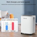 COLAZE 12L/Tag Luftentfeuchter – Elektrisch für Keller, Schlafzimmer & Badezimmer bis 50m³ (~20 m²) mit Digitalanzeige
