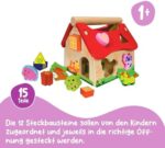 Eichhorn Holz Steckhaus – 15-teiliges Motorikspielzeug mit 12 Bausteinen, ab 1 Jahr, 18x17,5x18 cm