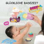 GILOBABY Badewannenspielzeug Set – Wasserspielzeug mit Bär, Kaktus & Tasse, Geschenk für Babys ab 6 Monaten