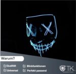 Kostümheld® LED Gruselmaske – Leuchtende Purge-Maske für Halloween, Fasching & Karneval | Horror-Kostüm für Herren, Damen & Kinder